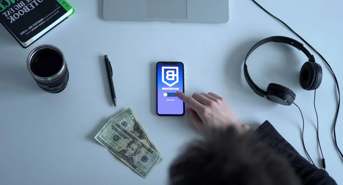 Smartphone affichant une application bancaire avec virement en attente