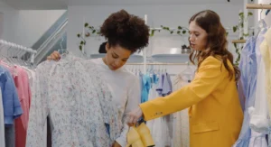 Terminal de caisse connecté dans une boutique de prêt-à-porter dynamique